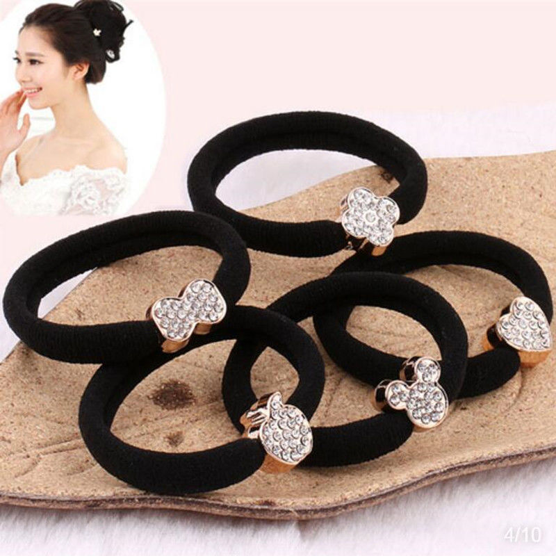 Black High Elastic Korean Style Hair Band Hair Rope Women's Rubber Band Leather Cover Bold Small Jewelry Hair Accessories