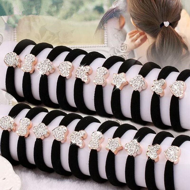 Black High Elastic Korean Style Hair Band Hair Rope Women's Rubber Band Leather Cover Bold Small Jewelry Hair Accessories