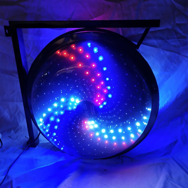 Beauty salon turn light Barber sign light wall-mounted colorful Led Hot Wheels outdoor wall-mounted round light