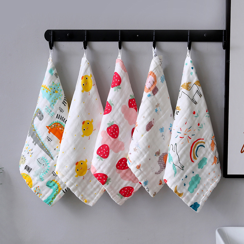Baby saliva towel cotton six-layer high-density gauze children's handkerchief square towel baby milk towel wash face towel children's towel