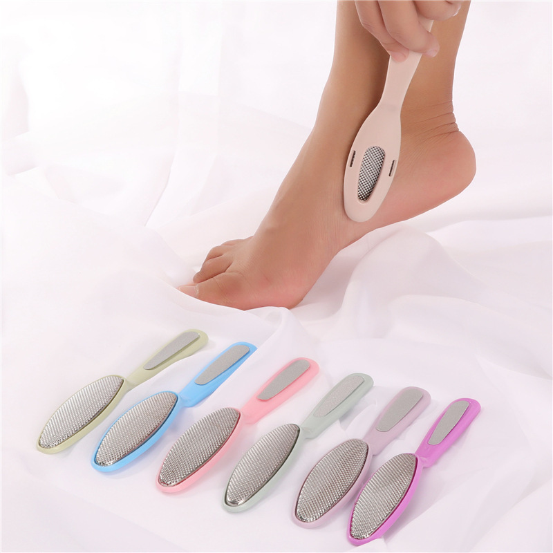 Double-headed foot rubbing stainless steel foot grinding stone foot grinding device foot pedicure file to remove dead skin brush calluses foot rubbing brush
