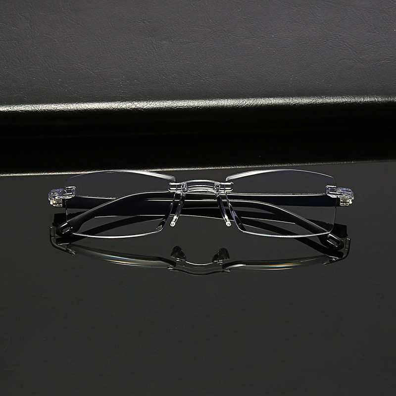 New anti-blue light Diamond trimmed reading glasses stall frameless integrated transparent high-definition reading glasses manufacturers wholesale
