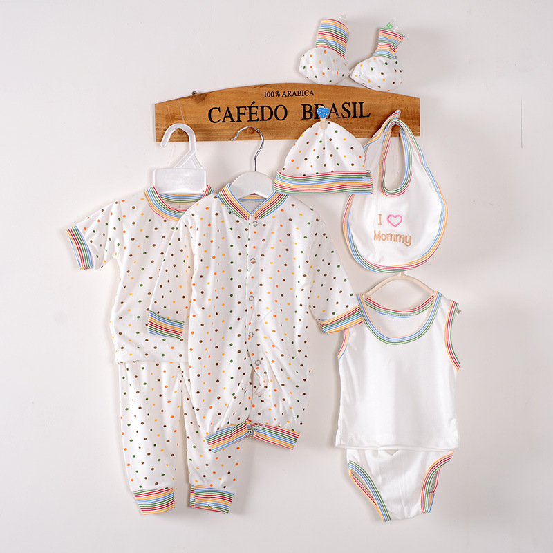 Factory supply baby newborn cotton set spot order 8-piece multi-piece set export foreign trade polyester cotton