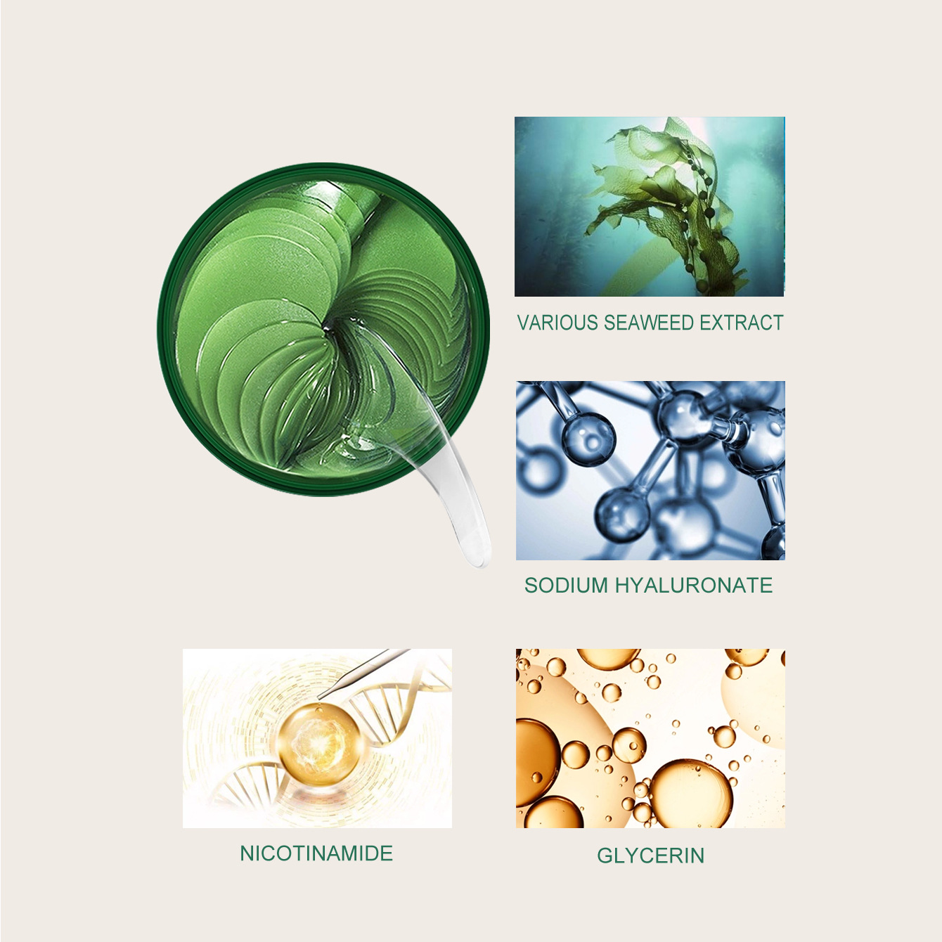 Koec Cross-Border English Version Seaweed Collagen Eye Mask Patch 60Pcs Export Hydrating Moisturizing Snail Eye Patch Fda