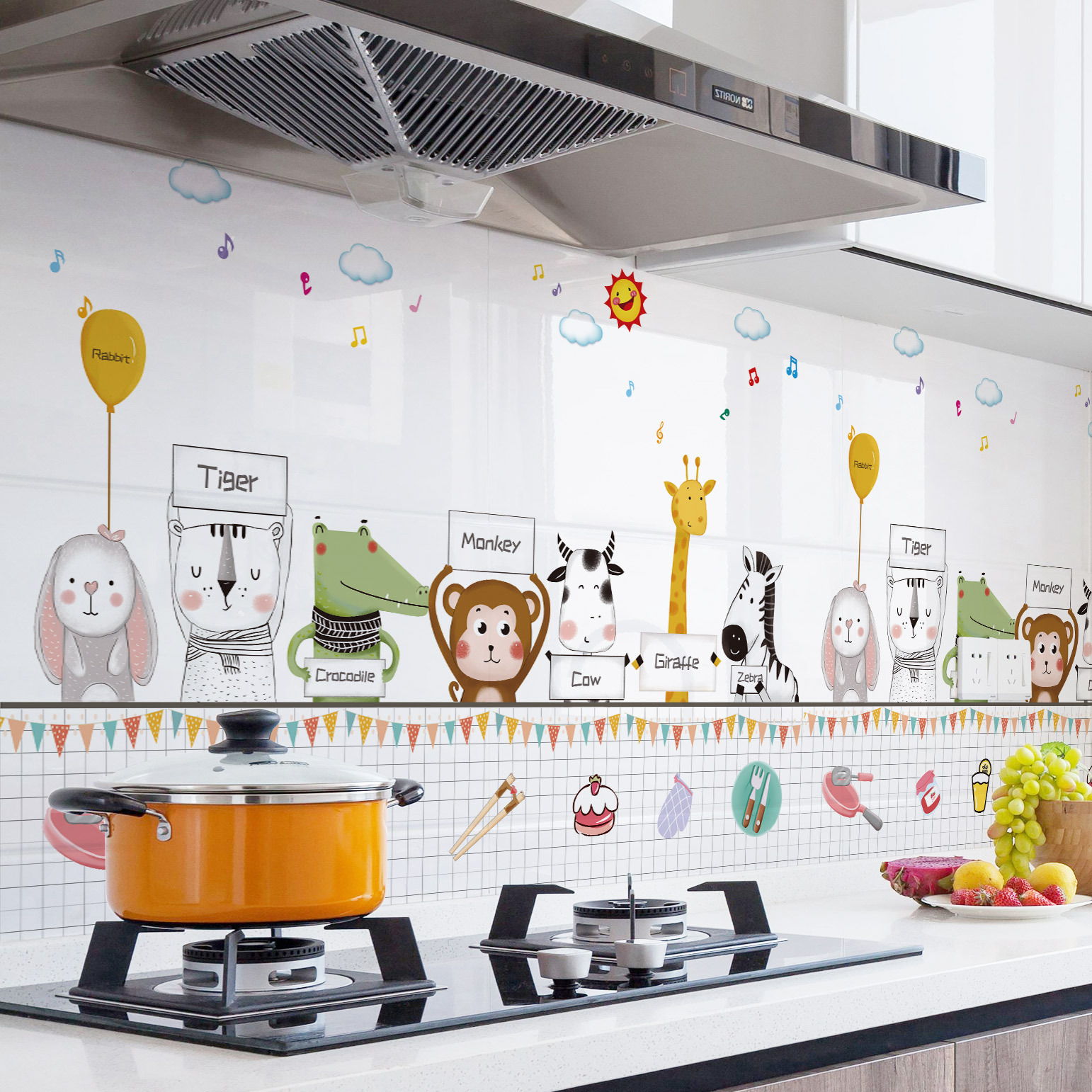 Kitchen Transparent Cartoon Oil-proof Stickers Household Bathroom Wall Stickers Fume Stickers Stove High Temperature Waterproof Oil-proof Stickers