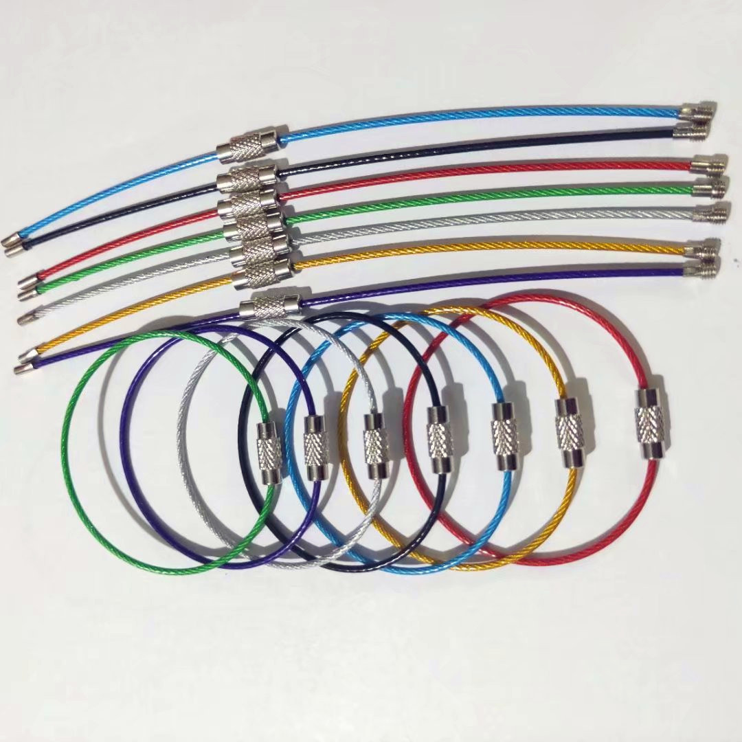 Colorful 304 Stainless Steel Tag Wire Ring Pendant Car Key Ring DIY Multi-Functional Accessories Wire Rope