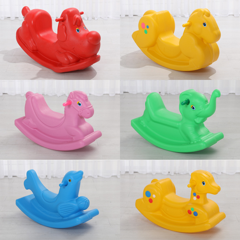 Conjoined Horse Rocking Trojan Horse Children's Baby Rocking Car Baby One-Year-Old Gift Kindergarten Toy Large Rocking Horse