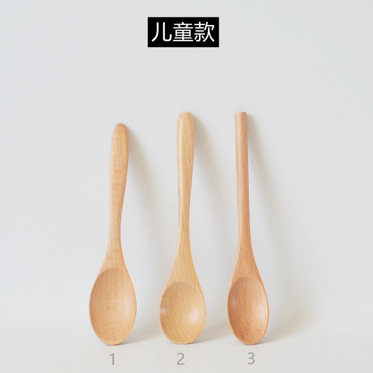 Beech spoon Beech spoon honey mixing spoon household adjustable LOGO wooden tableware wholesale
