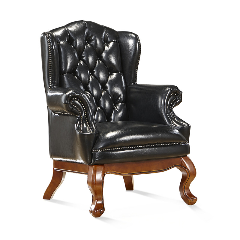 European Style Office Chair, Liftable and Rotatable Executive Chair, Genuine Cowhide Boss Chair, Classic Retro Swivel Chair Wholesale