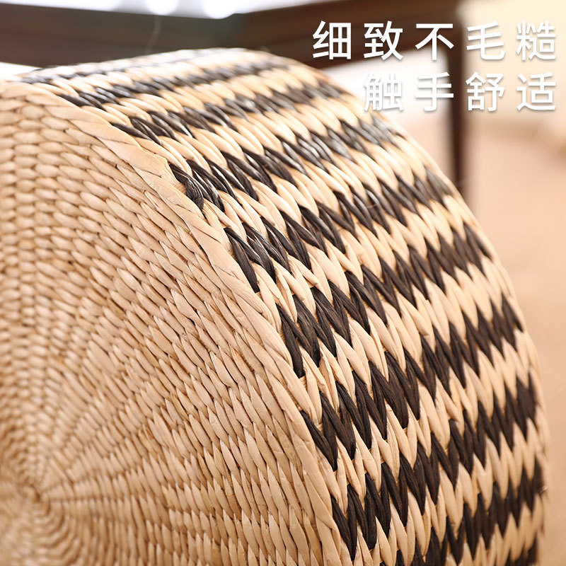 Futon Cushion Thickened Zen Straight Edge Handmade Straw Sitting Zen Tatami Meditation Mat Yoga Mat Cattail Grass