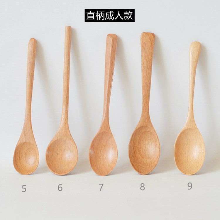 Beech spoon Beech spoon honey mixing spoon household adjustable LOGO wooden tableware wholesale