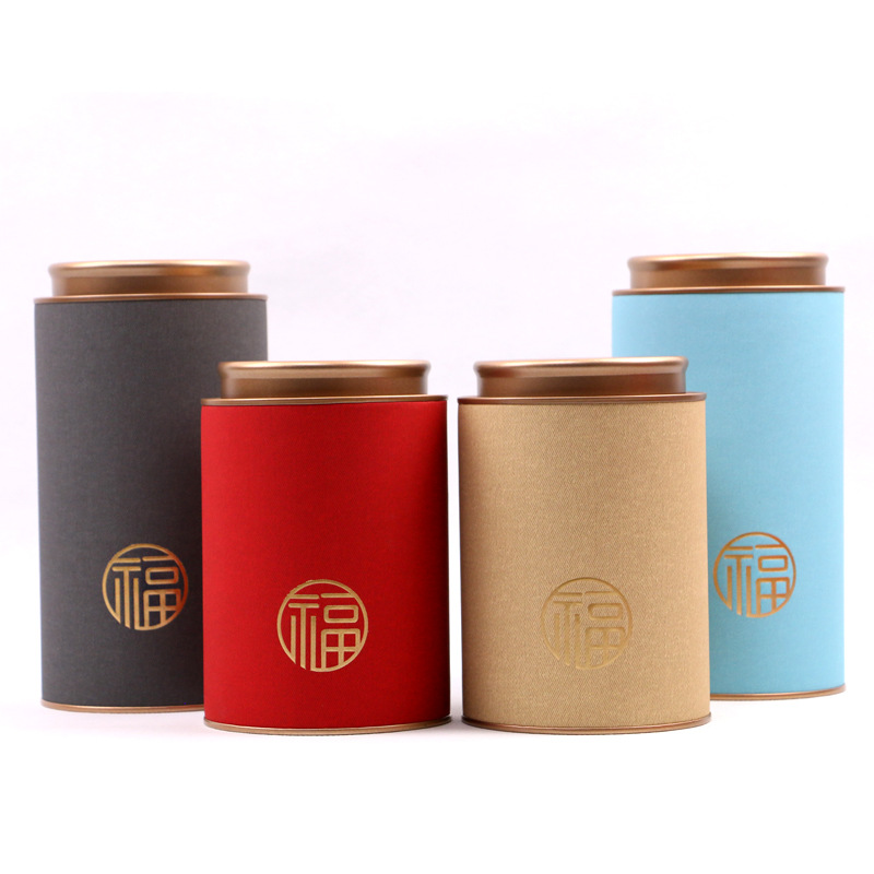Tea packaging box half a kilo a kilo packed loose tea black green tea universal tea sealed cans paper round empty cans can be set