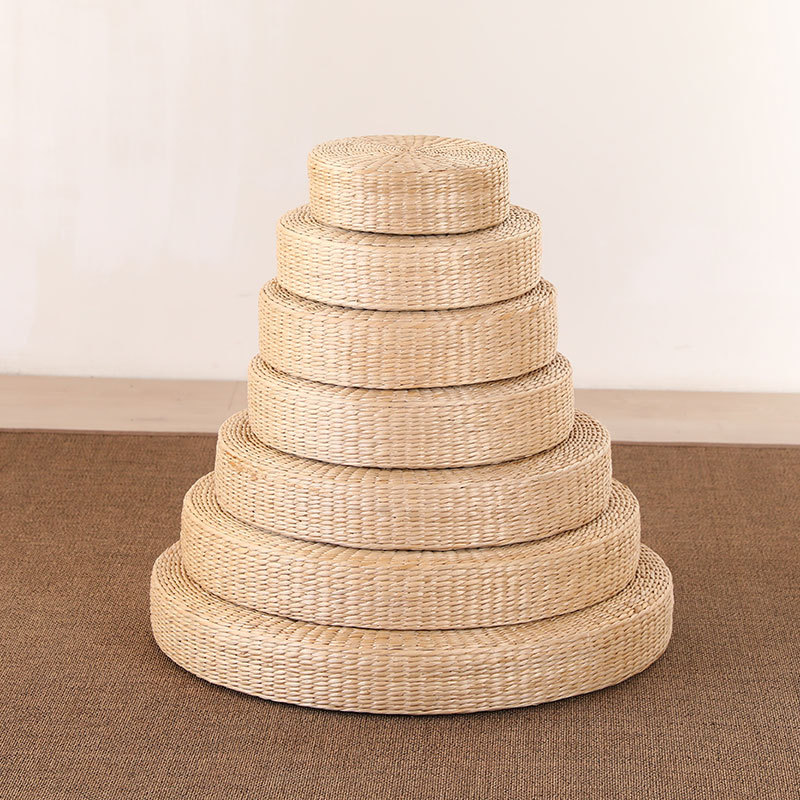 Futon Cushion Thickened Zen Straight Edge Handmade Straw Sitting Zen Tatami Meditation Mat Yoga Mat Cattail Grass