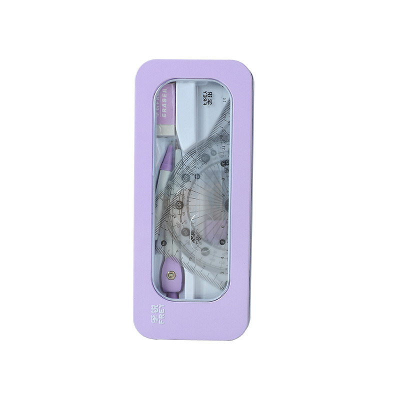 Fule Iron Box Compass Set Student Exam Stationery Painting Set Compass Ruler Triangle Ruler Student Drawing 7