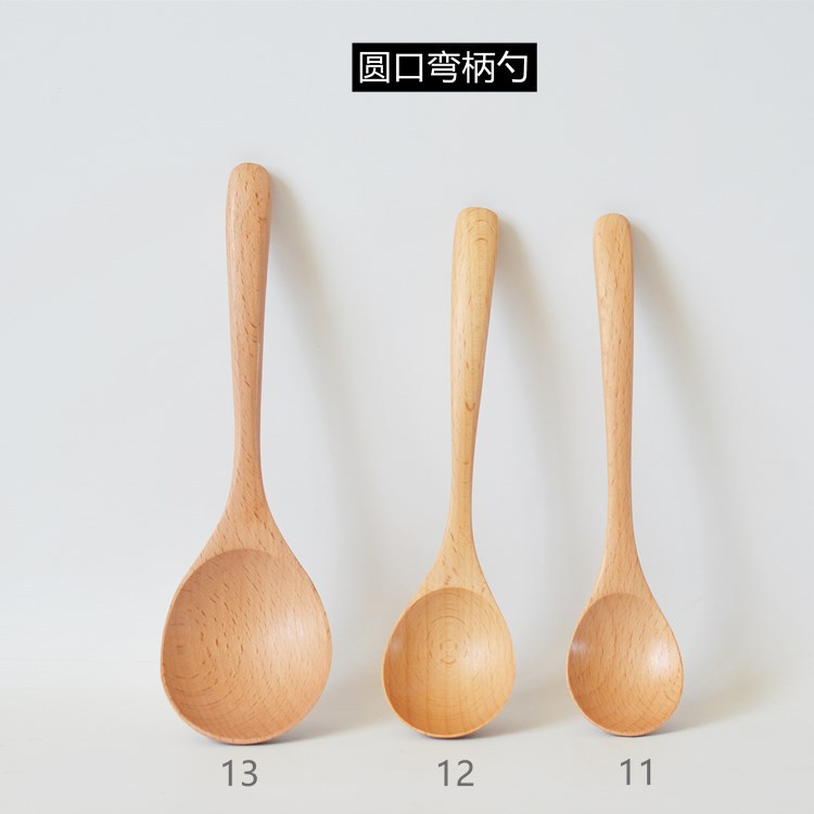 Beech spoon Beech spoon honey mixing spoon household adjustable LOGO wooden tableware wholesale