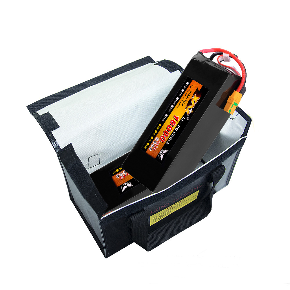 Model lithium battery explosion-proof safety bag black high temperature flame retardant fireproof handbag 260*130*150mm