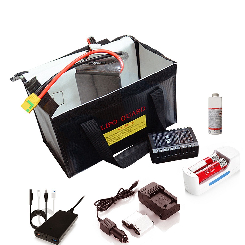 Model lithium battery explosion-proof safety bag black high temperature flame retardant fireproof handbag 260*130*150mm