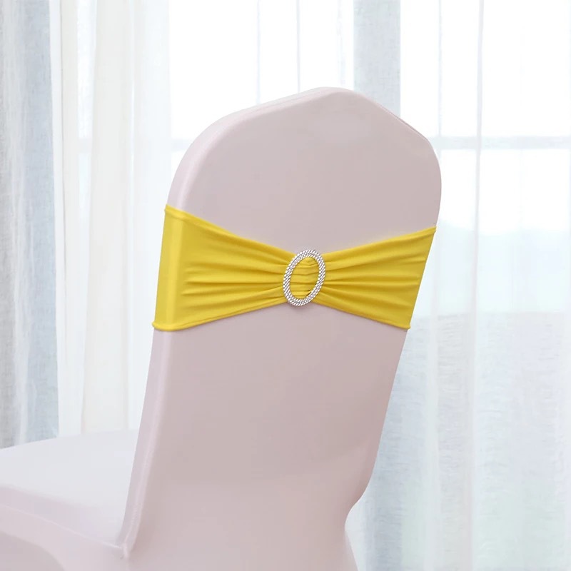 Purple blue green wedding decoration chair back Flower free elastic chair cover diamond buckle bow chair back strap wholesale spot