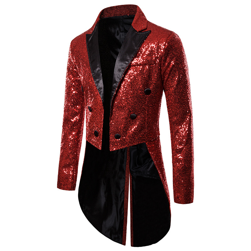 Amazon Cross-Border Foreign Trade Men's Suit Tuxedo Banquet Nightclub Performance Sequined Fashion Design Men's Suit