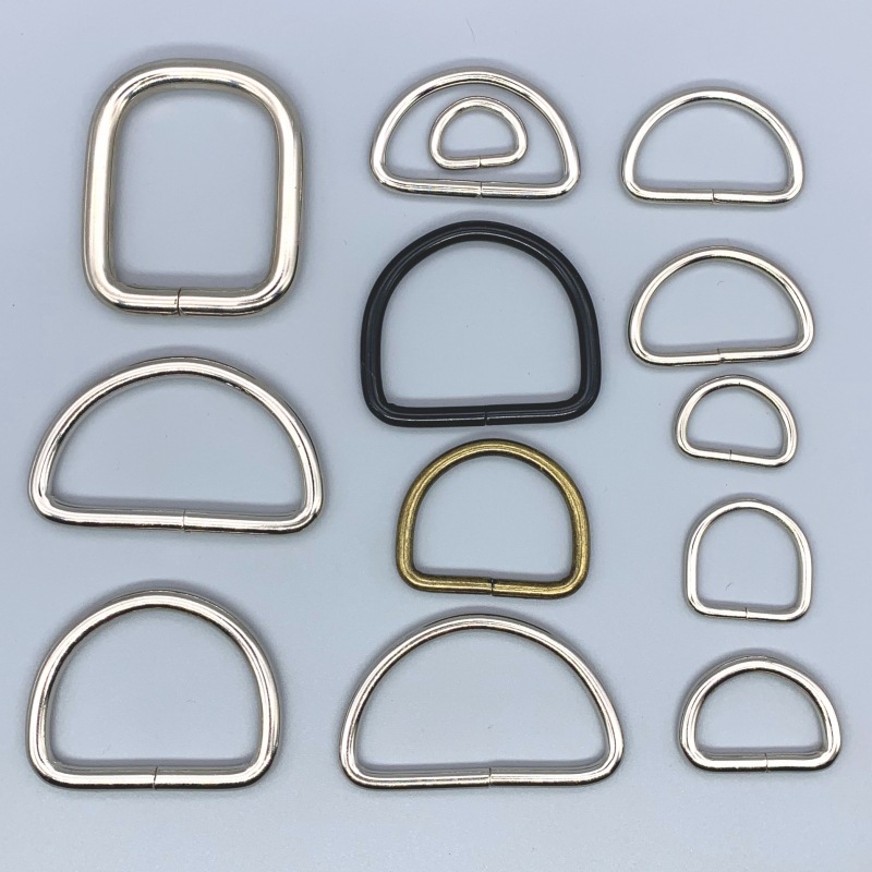 Manufacturer in stock metal D Buckle D-shaped buckle semicircle pull ring pet D ring D-shaped buckle D-shaped ring luggage hardware accessories