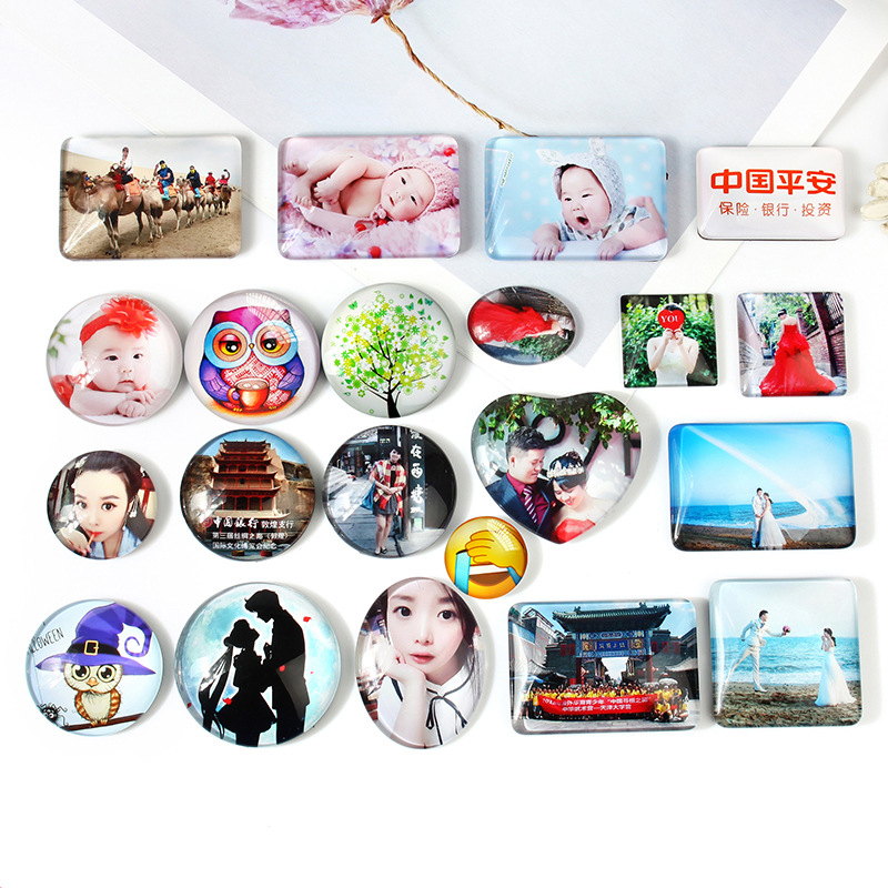 Three-dimensional crystal glass refrigerator magnet Cartoon creative decoration DIY tourist attractions magnetic stickers commemorative gifts
