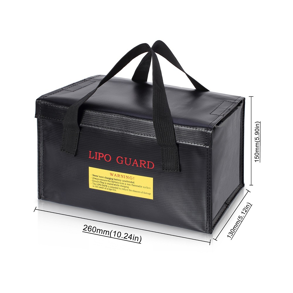 Model lithium battery explosion-proof safety bag black high temperature flame retardant fireproof handbag 260*130*150mm