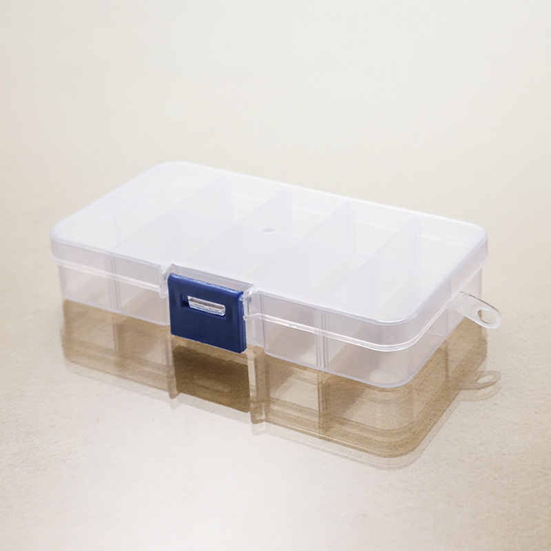 Маленькая коробка для хранения с 10 ячейками, съемные коробки для накладных ресниц, серег, колец и материалов для ногтей, прозрачная пластиковая коробка с резинкой