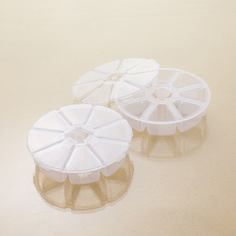 Plastic Round 8 Grid Fixed Pot Box Beaded Desktop Storage diy Nail Earrings Glass Drill Parts Jewelry Box