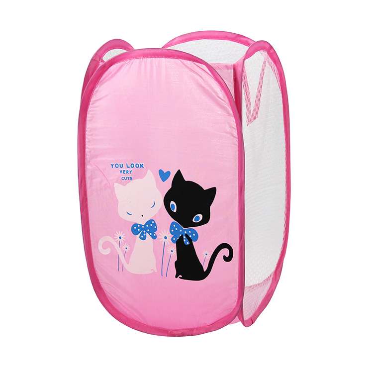 New Printed Cartoon Dirty Clothes Basket Folding Wholesale Storage Laundry Basket Nylon Mesh Dirty Clothes Lou