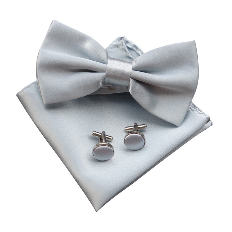 AliExpress EBAY men's wedding solid color bow tie pocket towel cufflinks set men's bow handkerchief cufflinks