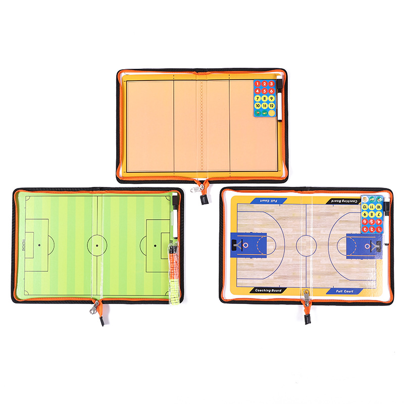 Factory sales tactical board 2.5 folding football tactical teaching this basketball zipper bag aluminum alloy coach this with magnetic