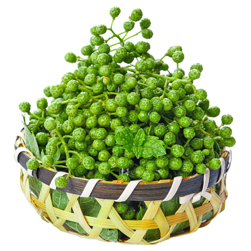 Biyuanzhu Chongqing Jiangjin Specialty Nine-Leaf Green Preserved Pepper 350g Factory Direct Supply Rattan Pepper Pepper Green Pepper Capsuless