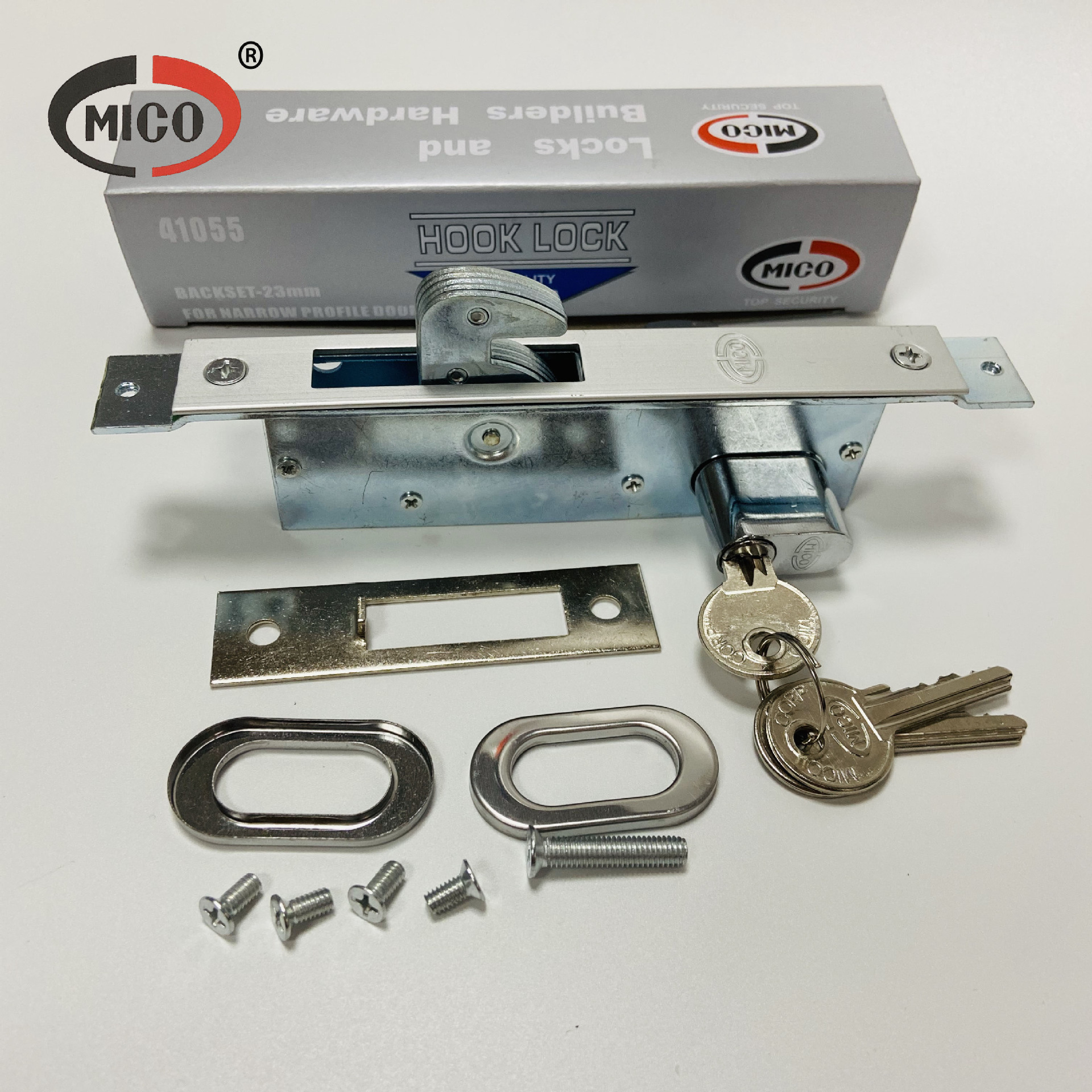 Factory direct supply mico meter high 41055 aluminum alloy Hook tongue lock sliding door lock framed glass door lock