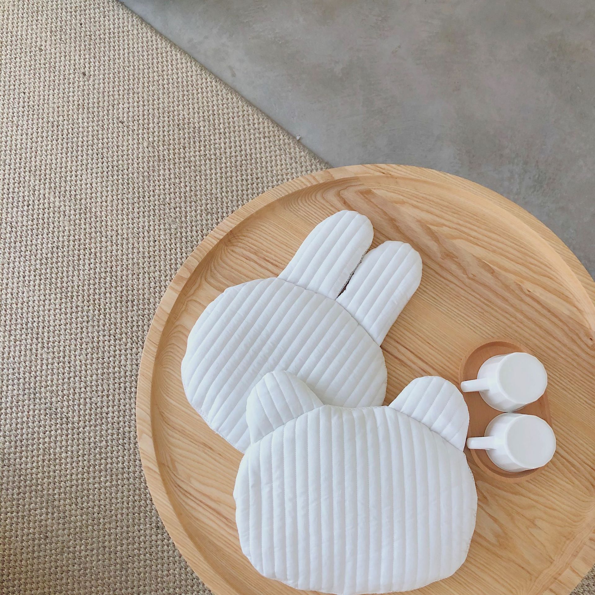 Ins Style Korean Quilted Pillow Newborn Cute Flat Pillow Baby Breathable Cotton Rabbit Bear Baby Pillow