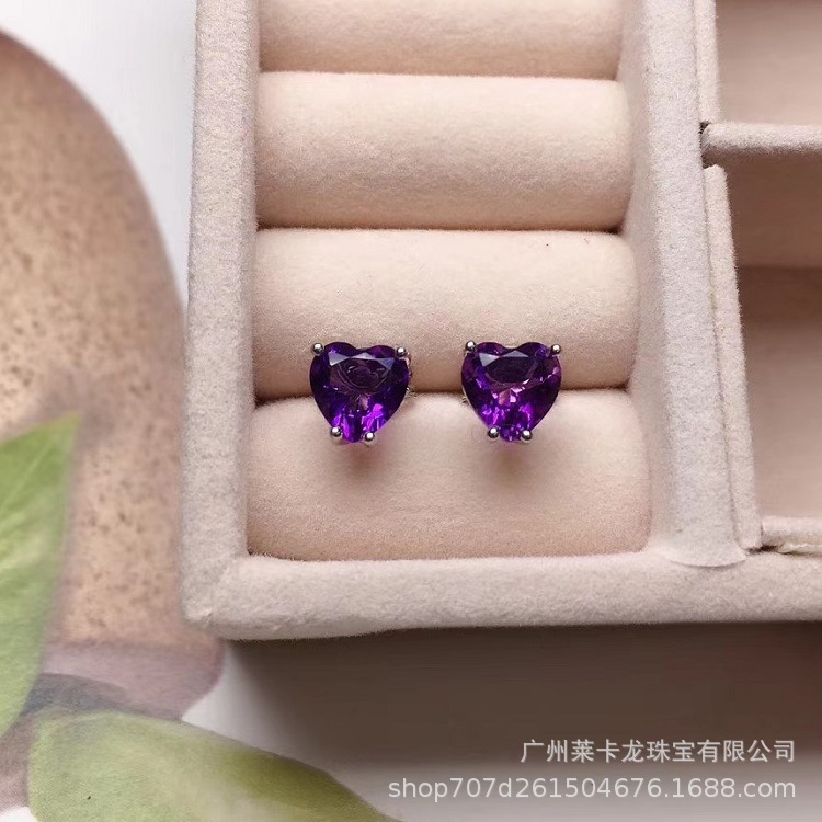 Fresh and Simple Earrings Brazilian Crystal S925 Silver Studs Garnet Peridot Topaz Earrings Eco-Friendly Color