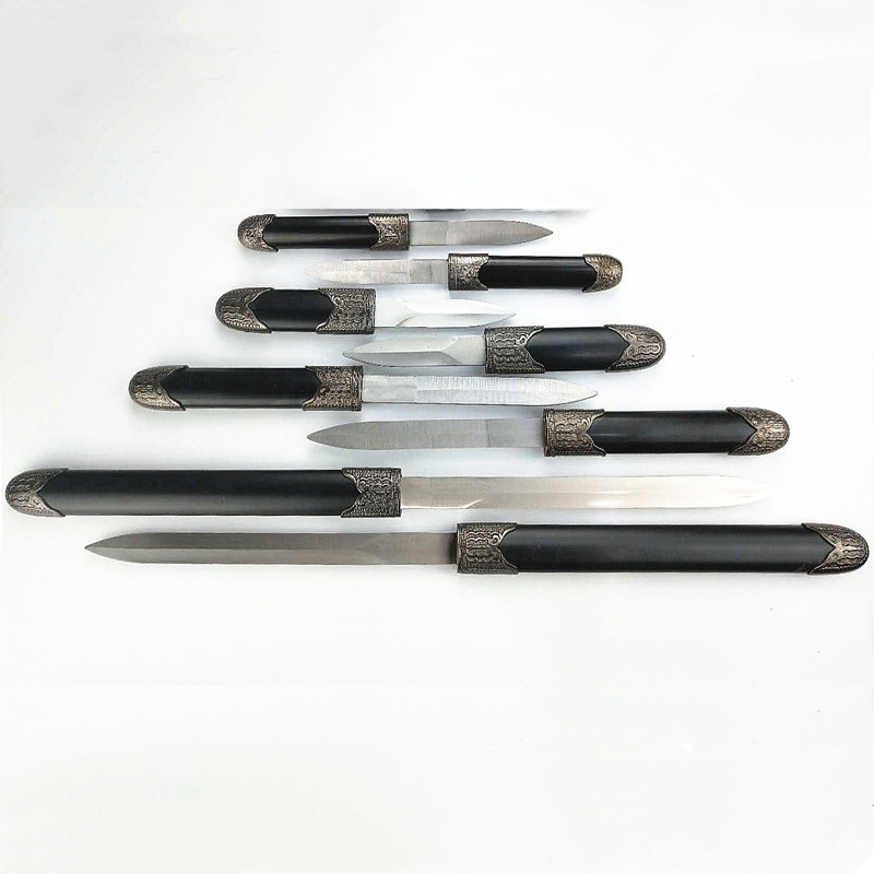 Wholesale Cross-Border Metal Double-Edged Sword Toy, Double-Inserted Sword, Unsharpened, Temple Fair Travel Commemorative Gift, Stainless Steel Double Sword