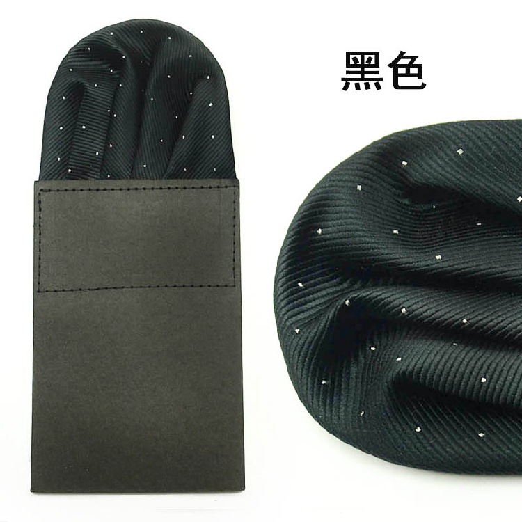 Wedding Groom Best Man MC Men's Suit Dress Pocket Square Black Red Blue Striped Free Folding Square Silver Dot Square