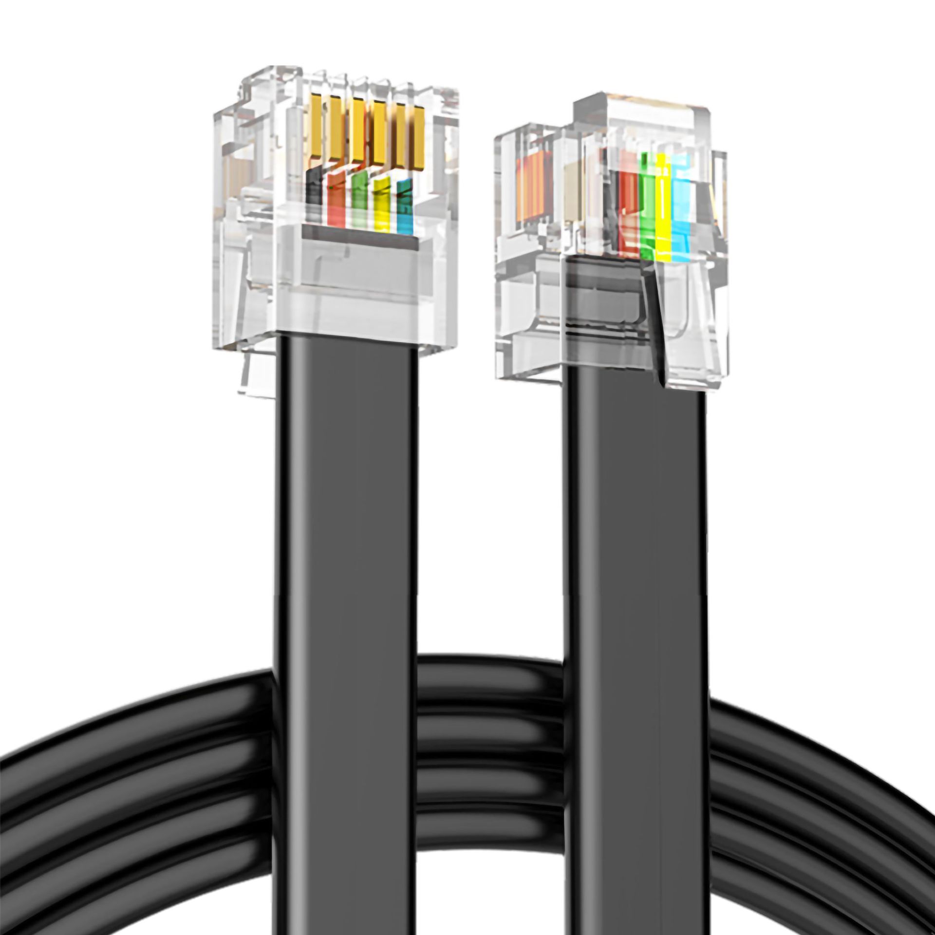 0.8m P6C Six-Core Telephone Line Oxygen-Free Copper 6-Core Telephone Connection Line Rj12 Communication Flat Telephone Jumper