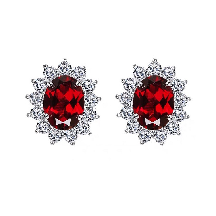 Fresh and Simple Earrings Brazilian Crystal S925 Silver Studs Garnet Peridot Topaz Earrings Eco-Friendly Color