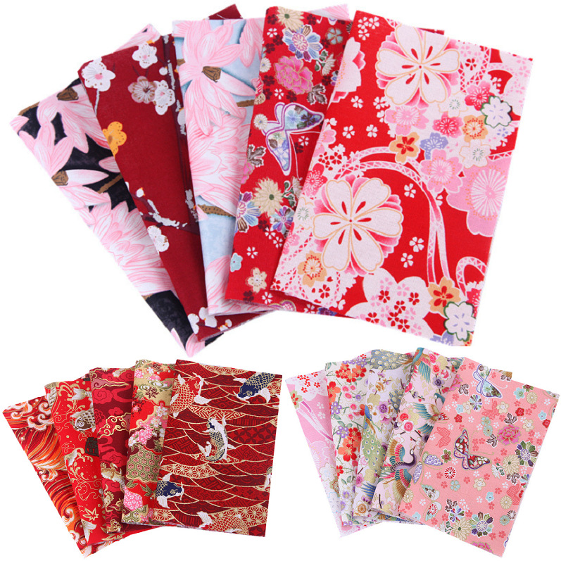 Кросс-бодрствующий новый японский стиль и ветер с бронзированием ткань для ручного патчворка группа хлопка утолщенная хлопковая льняная печатная ткань