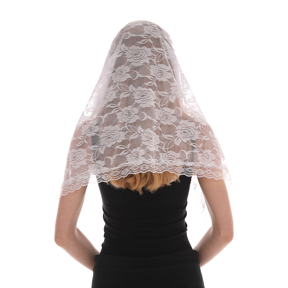Amazon Ebay Bridal Lace Headscarf Safe Prayer Headdress Veil Short Veil Shawl Single Layer Veil