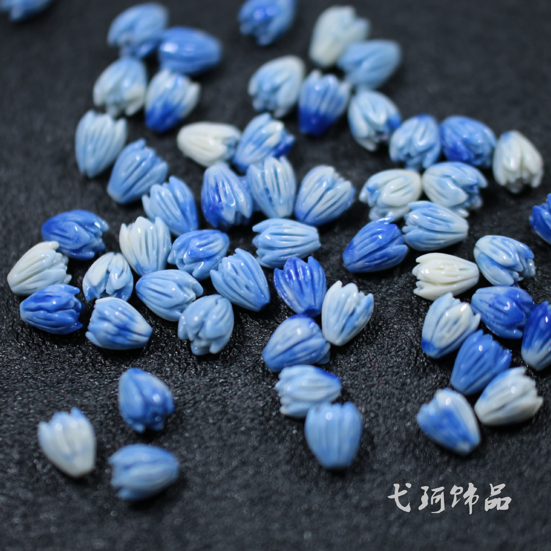 P3 Yi Ke 6*9mm Wild Rose Small Flower Bud Shell Powder Embossed Antique diy Hairpin Jewelry Wholesale