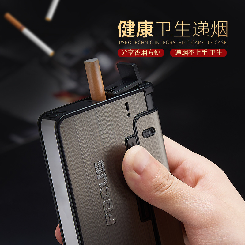 Yh001 Lighter Cigarette Case Custom Cross-Border Creative Metal Pioneer Cigarette Case Lighter Automatic Ejection Cigarette Case