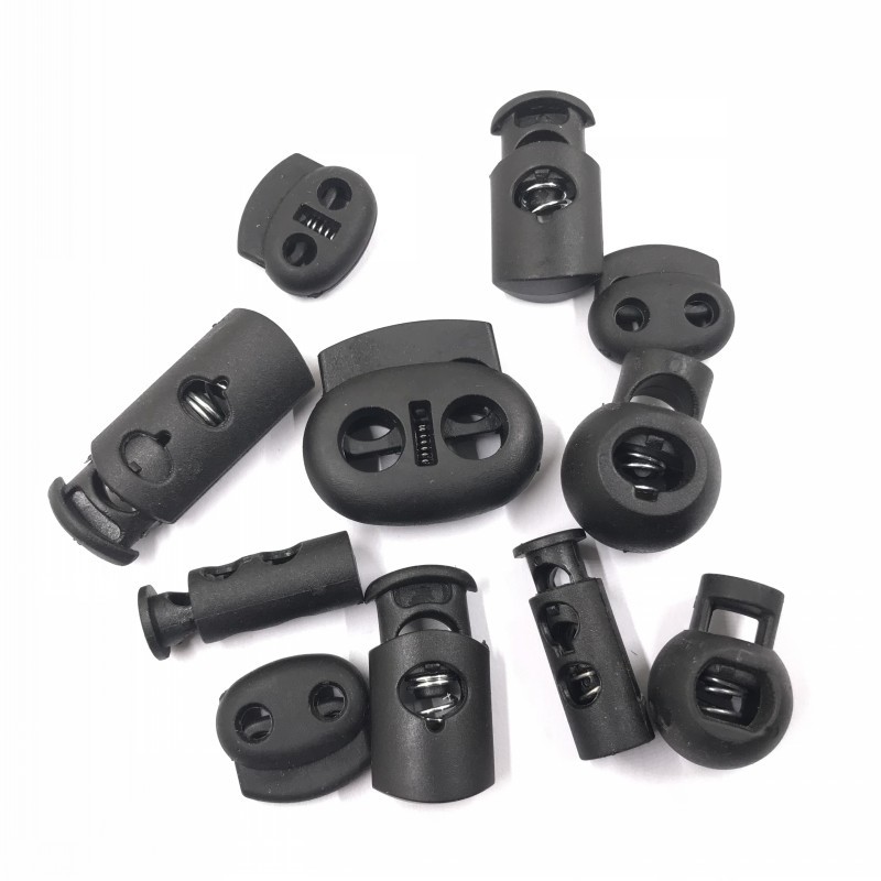 Factory Direct Sales Supply Round Plastic Rope Buckle Double Hole Cylindrical Spring Buckle Pig Nose Buckle Two Holes Colorful