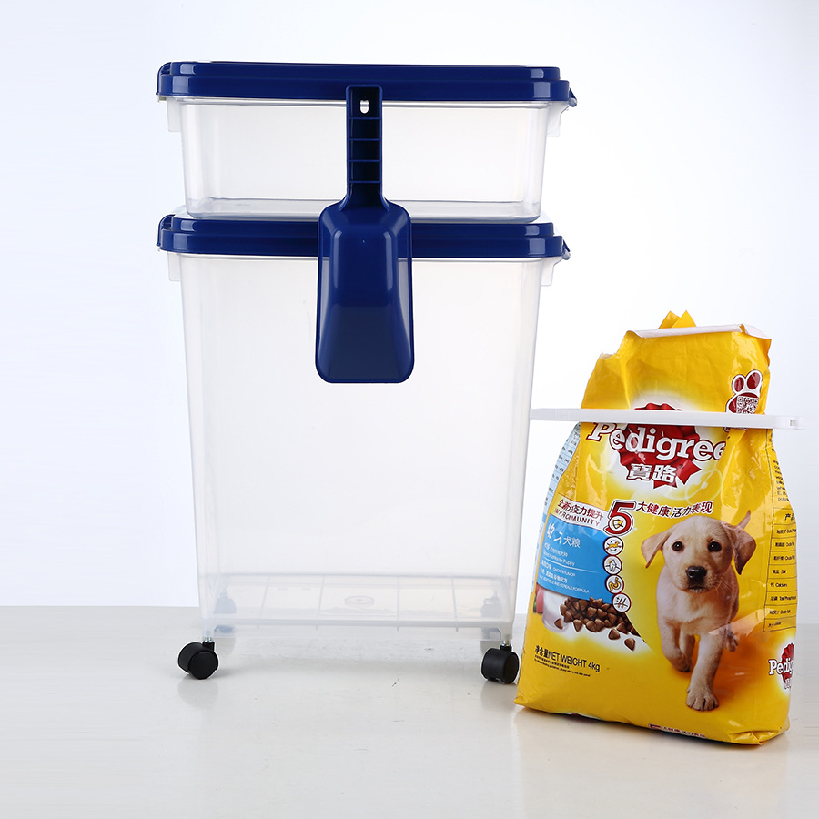 Factory processing three-piece set sealed dog food bucket pet bucket with shovel pet cat food box dog food storage bucket moisture-proof