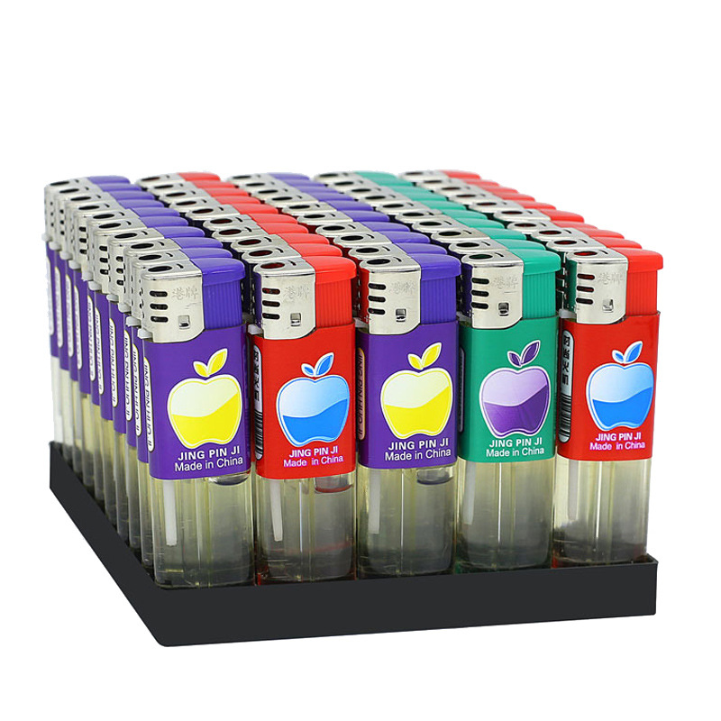 Disposable Transparent Half-Pack Electronic Plastic Lighters for Home Use, Open Flame, 50 Pieces Per Box, Wholesale for Supermarkets, Cigarette Lighting