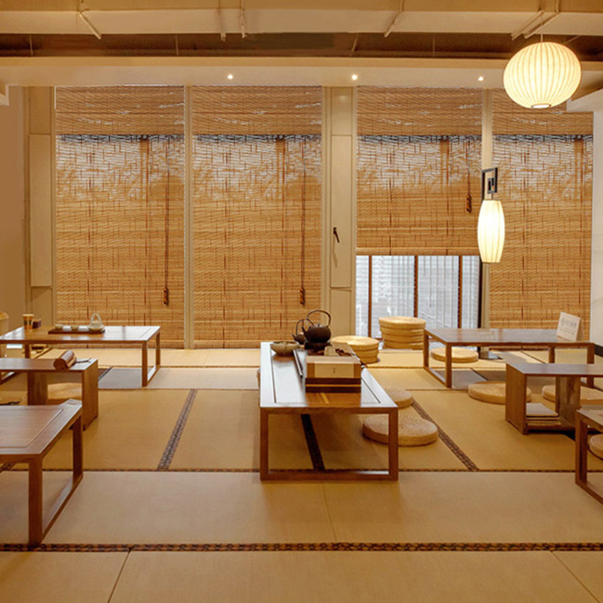 Factory wholesale sunshade bamboo curtain roller curtain Chinese anti-mosquito ventilation Zen hotel teahouse manual source