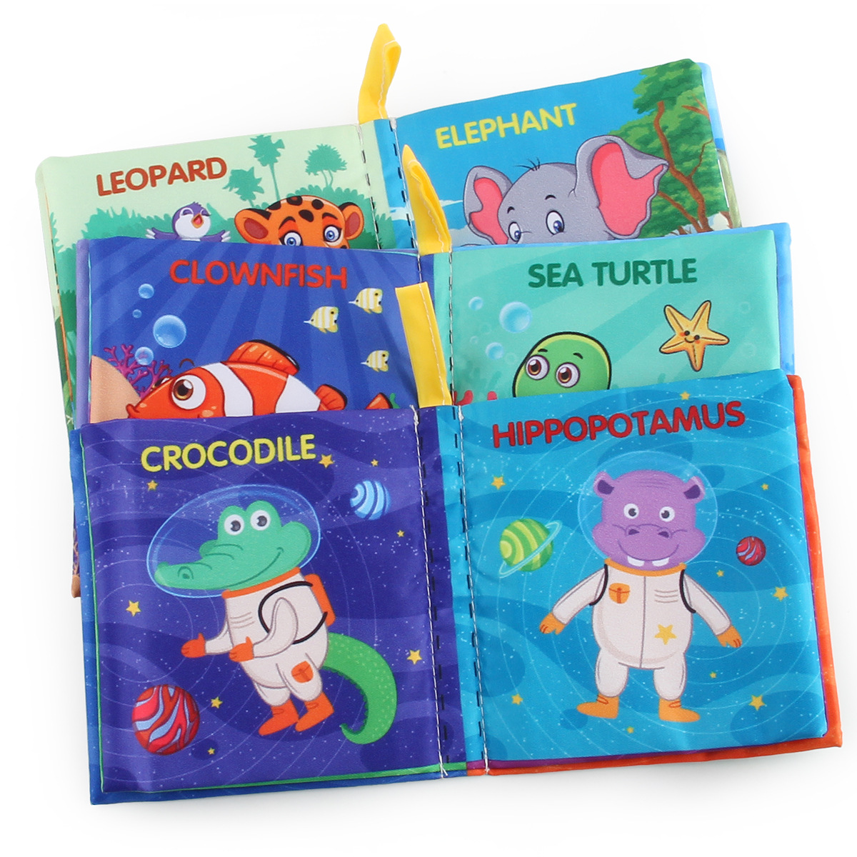 Cross-border new three-dimensional baby cloth book Animal World English Palm Book baby cloth book early education cognitive toys