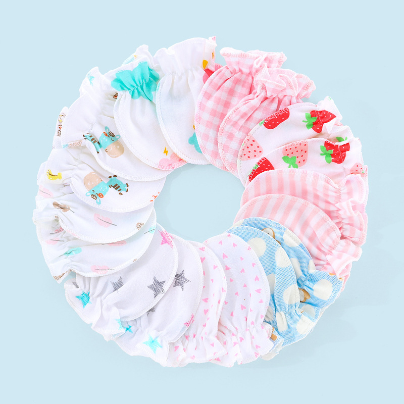 European and American Spring, Autumn and Winter Infant Anti-scratch Gloves Newborn Baby Cotton Gloves Protective Small Gloves