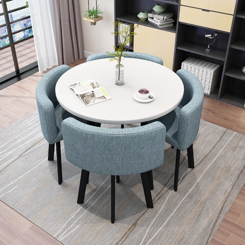 Sales Department Business Reception Negotiation Table and Chair Combination Milk Tea Shop Office Leisure Small Round Table Square Dining Table Nordic